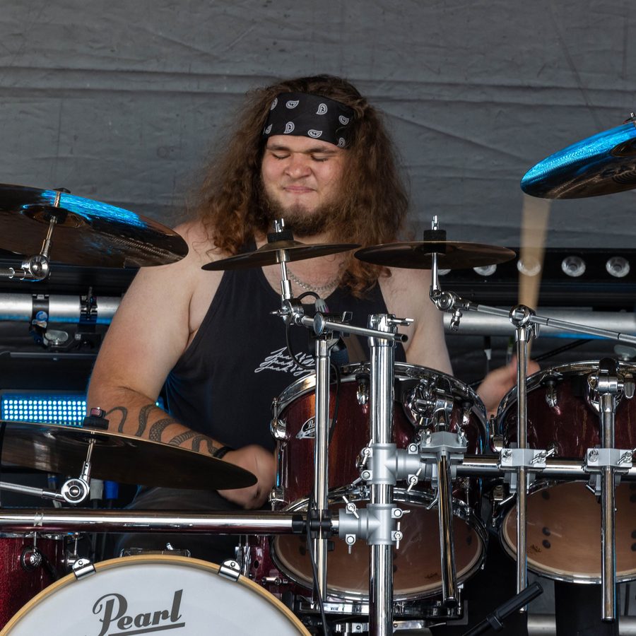 Kyle Oatley drumming live